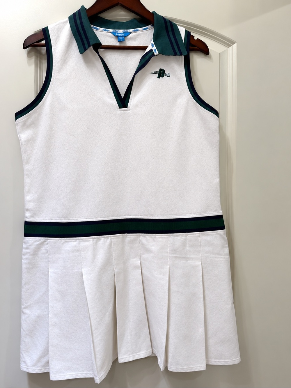Prince Pickleball White Green Pleated Tennis Dress Size Large